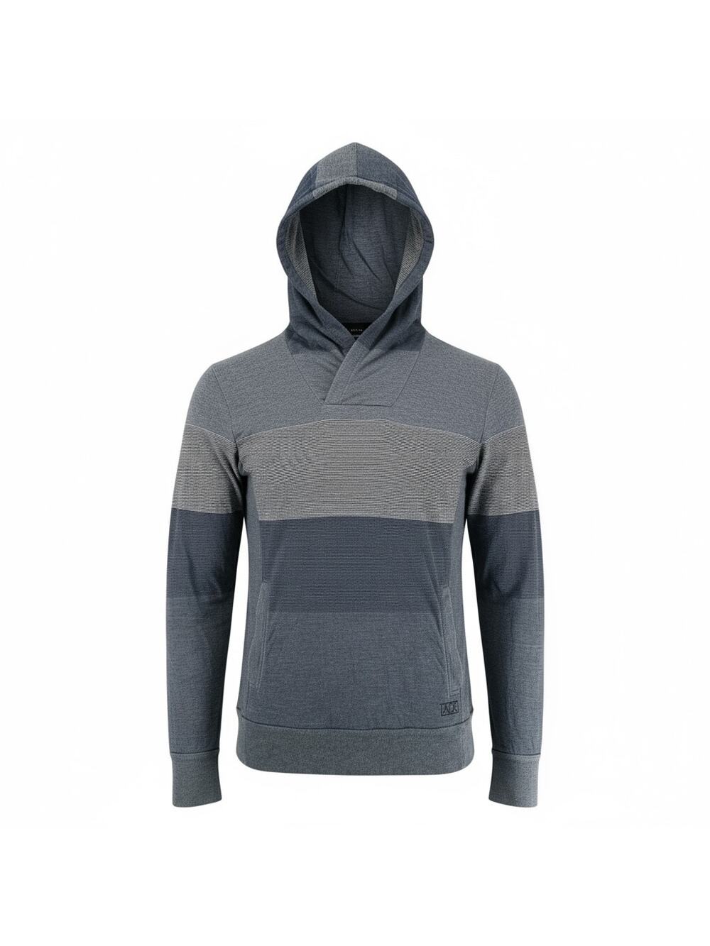 Armani Exchange Men's Blue Hooded Henley Pullover Medium Cotton Casual